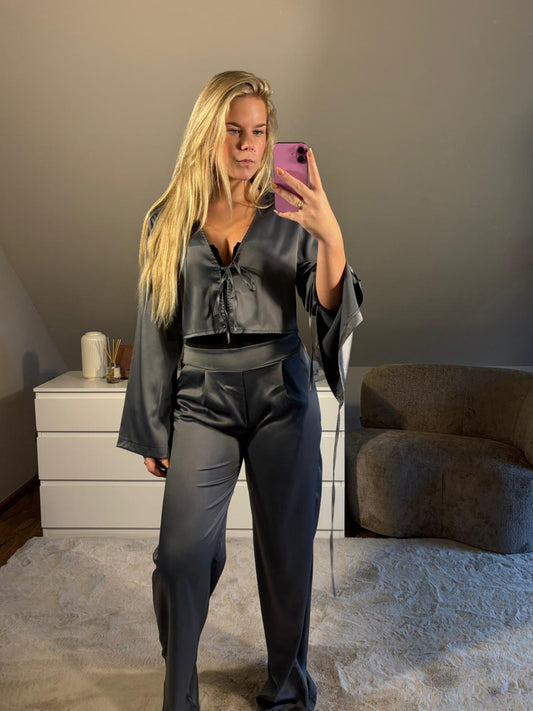 Satijnen Two pieces Set - Grijs