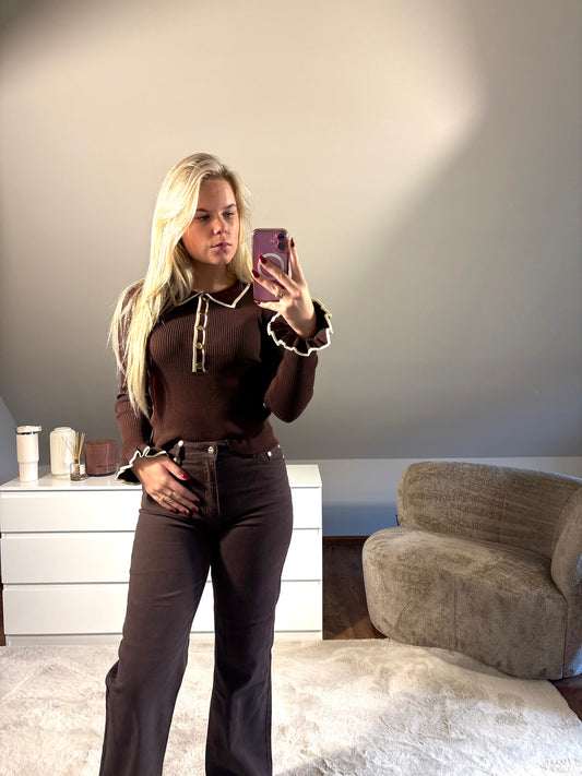 Top met ruffels - Chocolate