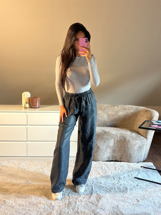 Glanzende Broek - Zwart Metallic
