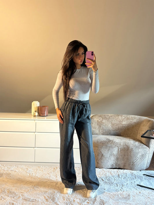 Glanzende Broek - Zwart Metallic