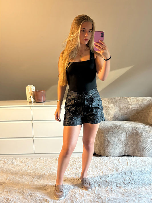 Glanzende Shorts - Zwart