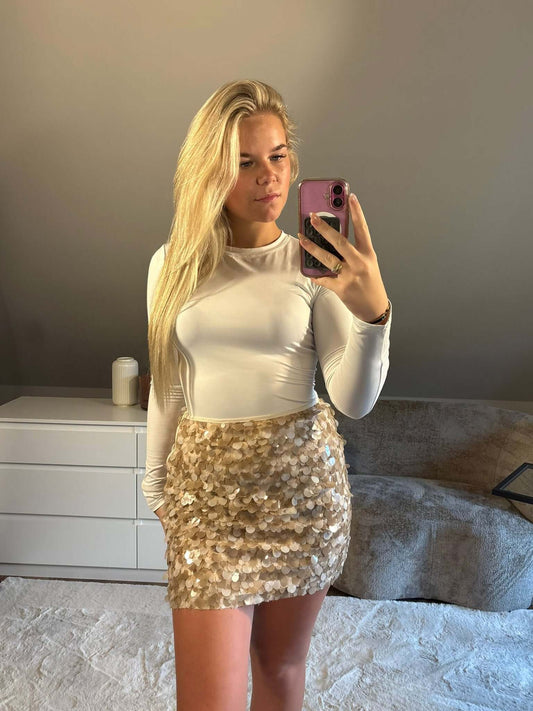 Pailletten Mini Rok - Champagne