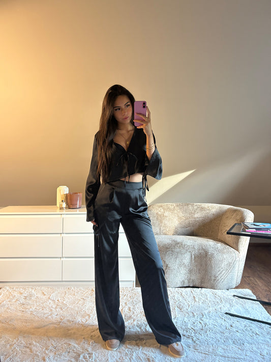 Satijnen Two pieces Set - Zwart