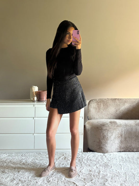 Glitter Skort - Zwart